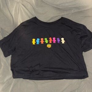 Colorful Character Black Crop Top